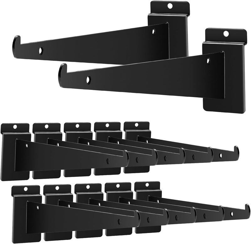 APOCHON 12 Pack Slatwall Shelf Bracket 12 inch, Heavy Duty Slatwall Knife Shelf Bracket for Slat Wall, Metal Slatwall Accessories with Lip for Slatwall Panels Shelving Display Home Commercial - Image 1